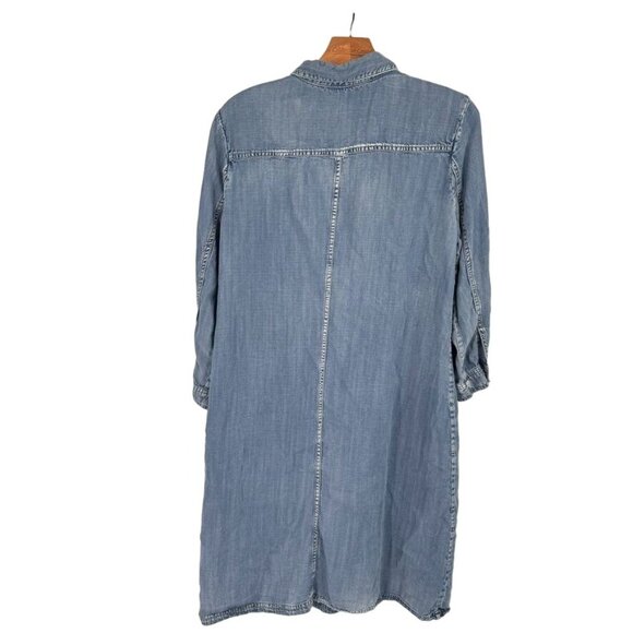 Reba Denim Embroidered Western Shirt Dress size Medium Tencel Snap Button - Picture 9 of 12